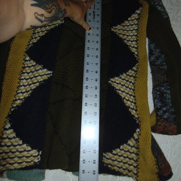 Anthropologie Charlie & Robin Cardigan Patch Knit S Chunky Cottage Cabin Core - Picture 13 of 14